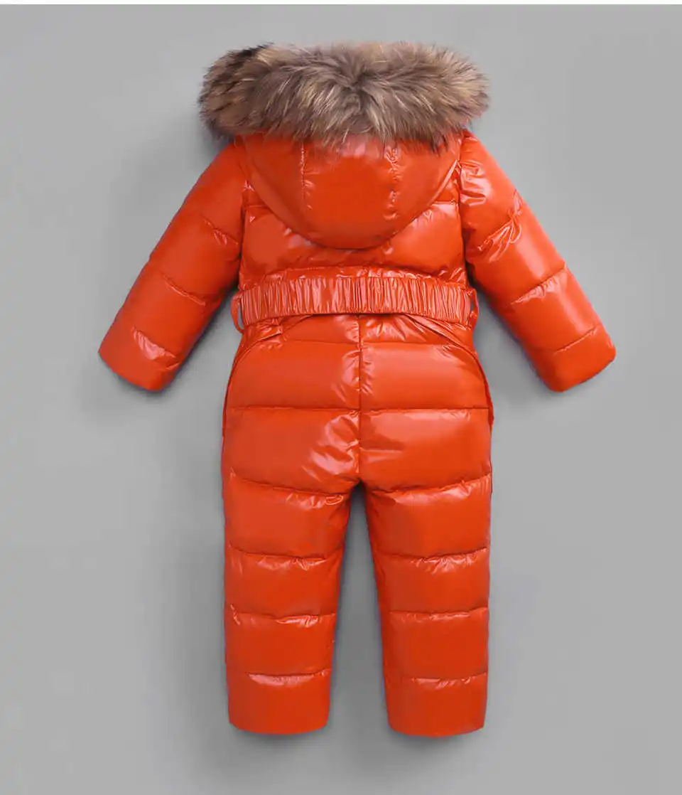 Детские комбинезоны для мальчиков и девочек; Зимний лыжный костюм; комбинезоны для малышей; комбинезон на утином пуху; Верхняя одежда для детей с натуральным мехом; детский зимний комбинезон