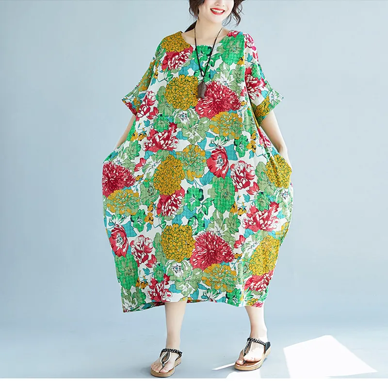 Хлопковые льняные женские платья больших размеров 4XL 5XL 6XL 7xl 8xl 2018 удобные