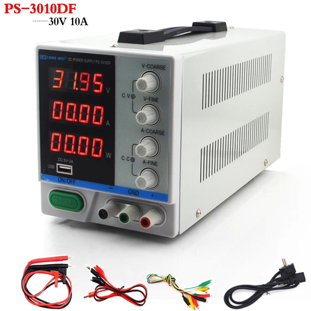 30V 10A PS-3010DF 4-разрядный дисплей лаборатория DC Регулируемый источник питания USB зарядка ремонтный переключатель блока питания