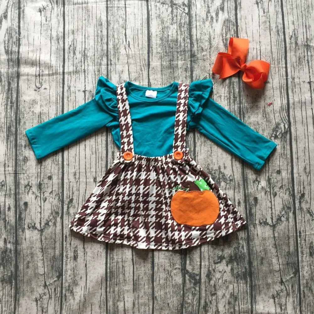 girls kids Fall halloween clothing children blue top with Azect skirts sets punkpkin dress Hallween party clothing with bows girls kids Fall halloween clothing children blue top with Azect skirts sets punkpkin dress Hallween party clothing with bows
