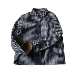 Хлопковая рубашка с длинными рукавами в стиле ретро в китайском стиле, тонкая Свободная блузка в клетку
