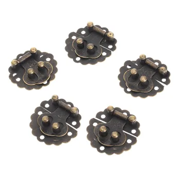 

10pcs Vintage Decorative Latch Jewelry Gift Wooden Suitcase Case Hasp Latch Hook Round Chest Decorative Locks for Boxes+Screws