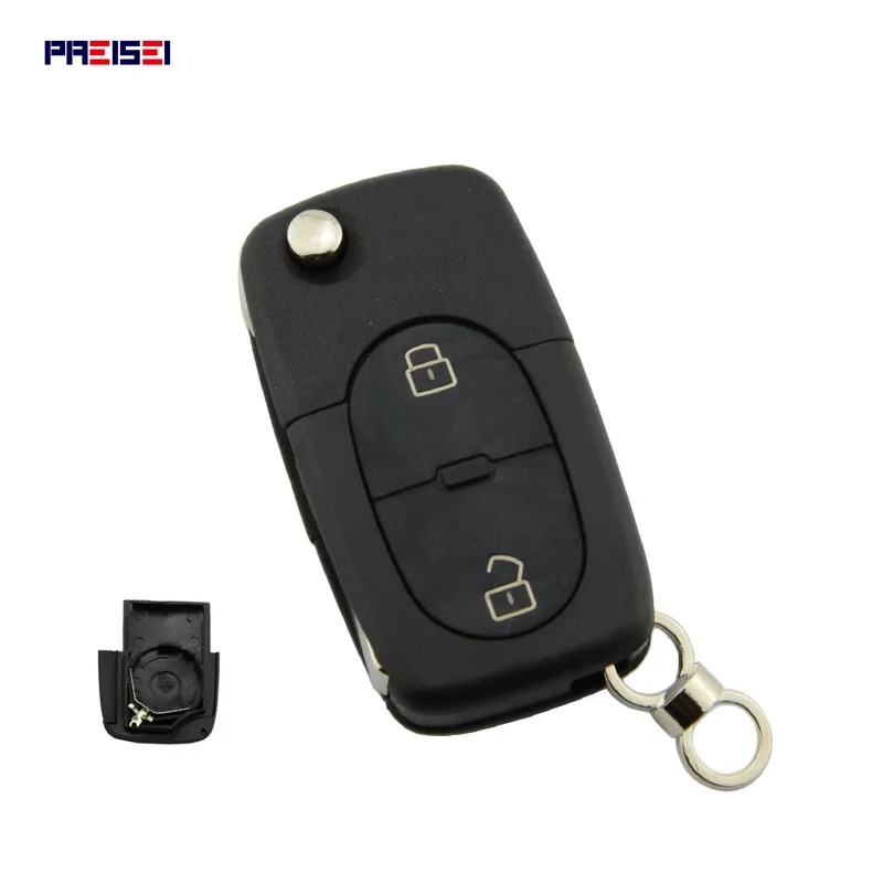 PREISEI 10pcs/lot Round 2 Buttons Remote Flip Car Key Cover Shell For VW Volkswagen Golf 4 5 6 Passat B5 B6 Polo | Автомобили и