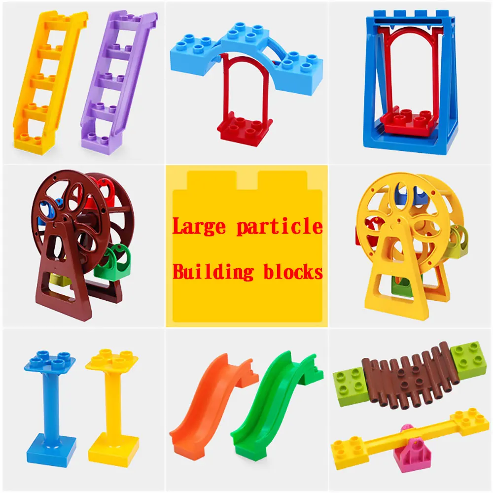 

Big Large size particle building block accessories Parasol slide fence Street light Educational Toys for Children with duploing