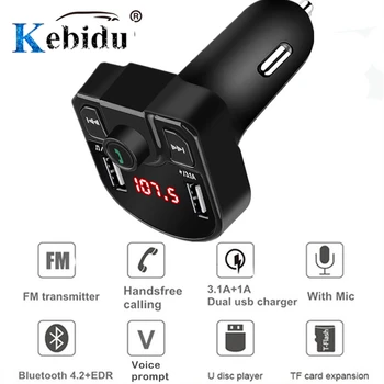 

Bluetooth 4.2 MP3 Player Handsfree Car Kit FM Transmitter support TF Card U disk QC2.0 3.1A Fast Dual USB Charger Power Adapter