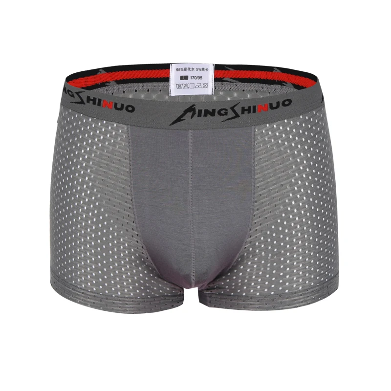 

DEWVKV 2019 Hot Sale Sexy Men Boxers Breathable Boxer Shorts High Quality Men's Mesh Underpants Modal Solid Ylan