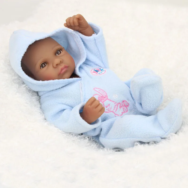 10 дюймов 25 см полный силикон Возрожденные куклы живые реалистичные африканские американские настоящие куклы реалистичные Мини черные дети Возрожденные младенцы