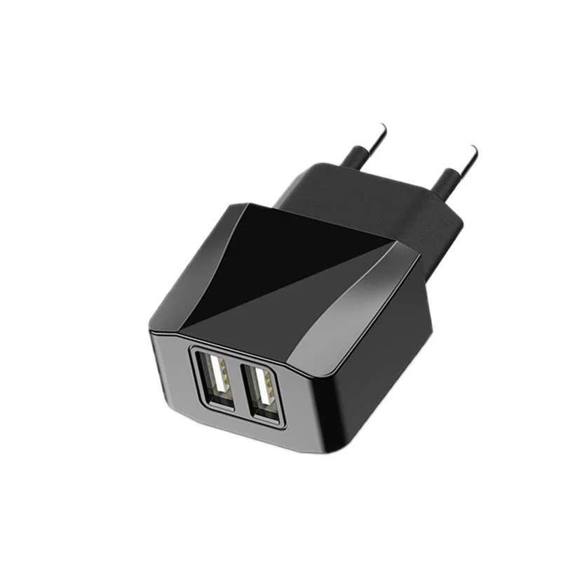 BLACK Штепсельная Вилка европейского стандарта 2 Порты USB Зарядное устройство 5V 2.1A адаптер мобильный телефон Micro USB разъем для зарядки и синхронизации данных для андроид iPhone iPad - Цвет: BLACK
