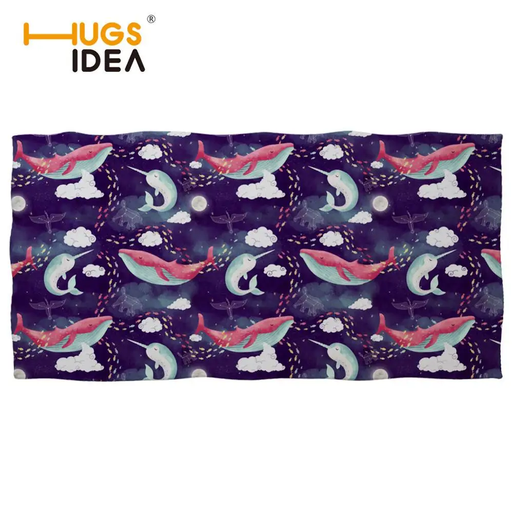 

Colorful Dolphin and Narwhal Printed Large Bath Towel for Adults 75X150CM Cotton Beach Towels Face Towel 35X75CM Hand Towel