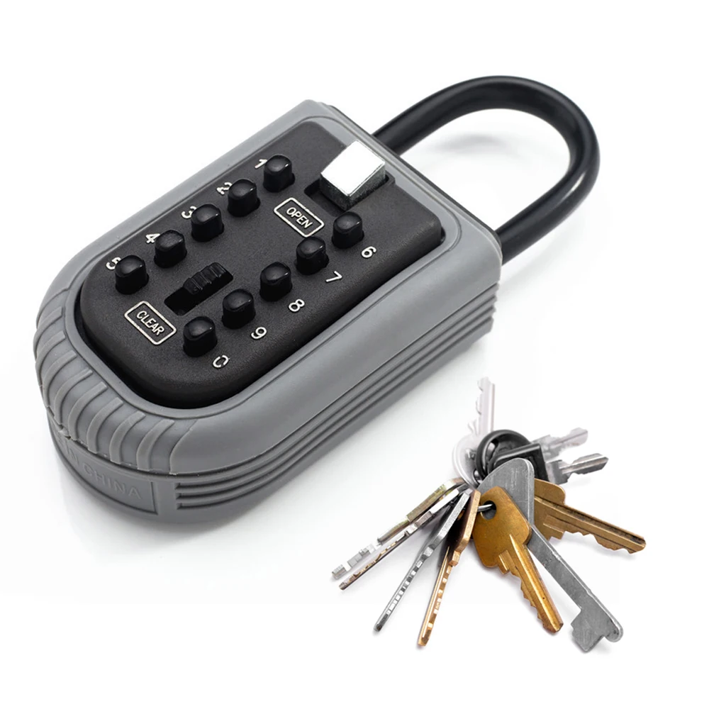 Safes 4 Digit Password Wall Mount Key Safety Code Keys Holder Storage Lock Box Case Outdoor Metal Password Padlock Key Box Storage Box Safes Wall Safes