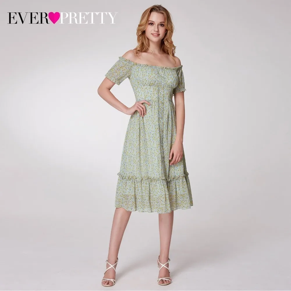 Floral Printed Elegant Bridesmaid Dresses Ever Pretty A-Line Off The Shoulder Ruched Yellow Women For Wedding Party 2019 | Свадьбы и