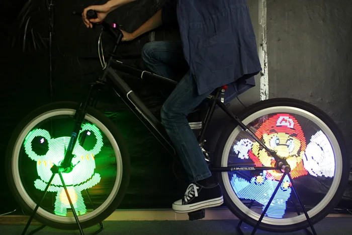 YQ8003 DIY Programmable Bicycle Spoke Bike Wheel LED Light Double Sided Screen Display Image for Night Cycling