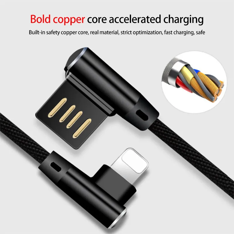 90 градусов локоть данных кабель Micro usb type C кабель для iPhone iPad зарядный кабель samsung USB C мобильного телефона зарядное устройство Шнур данных