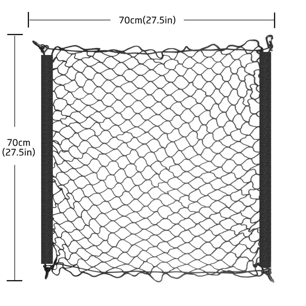 Универсальная автомобильная грузовая сетка Эластичный регулируемый крюк нейлоновая сетка сумка для багажа Органайзер багажник внедорожник 27,5X27,5 дюйма(70X70 см