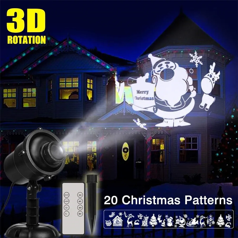 IP65 Светодиодный 3D Рождественский проектор Kerstverlichting лазер для наружного движения Ландшафтные фестивали вечерние украшения для сада и свадьбы