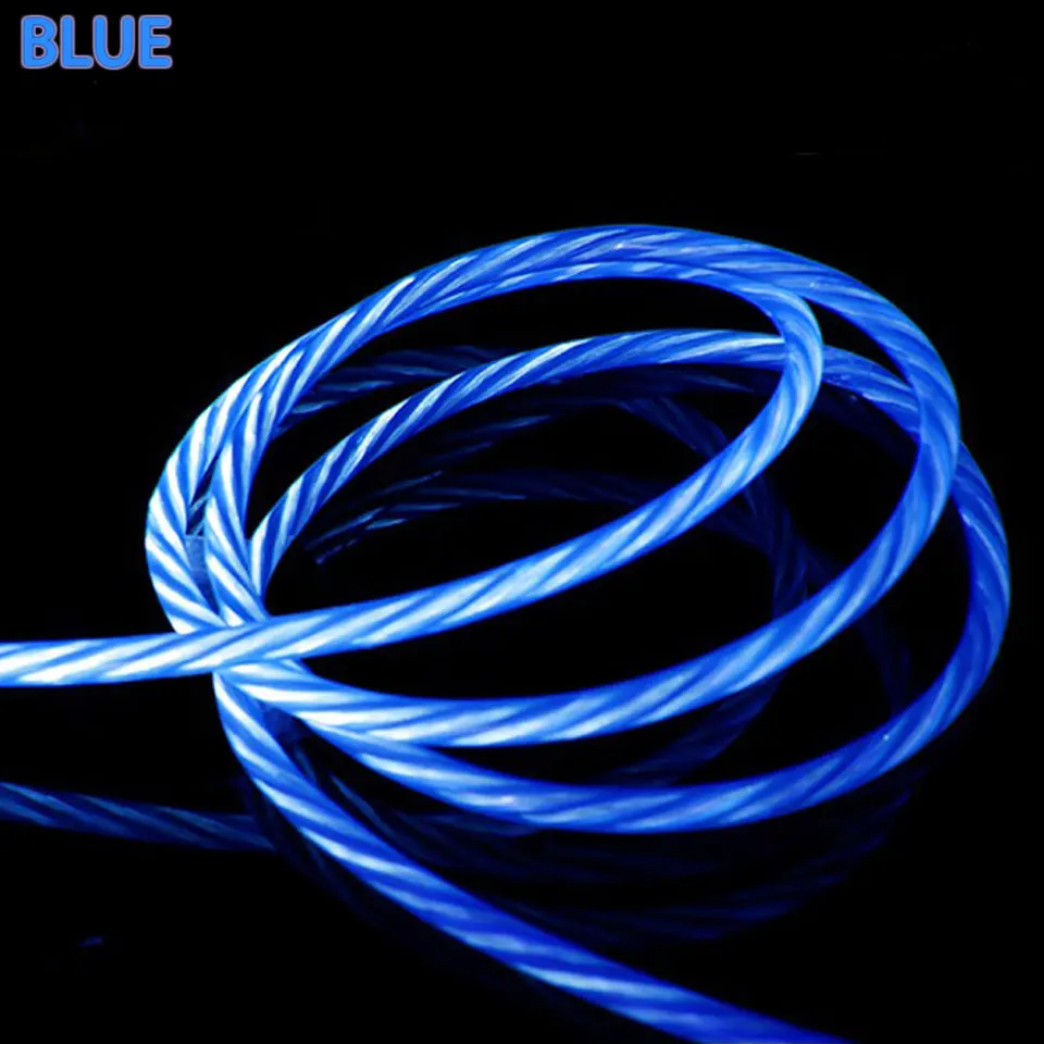 Светодиодный светящийся Micro usb type C зарядный кабель для huawei P30 Pro Honor 10i 9 Lite Xiaomi Redmi Note 5/5A сотовый телефон кабель для зарядного устройства - Цвет: Blue