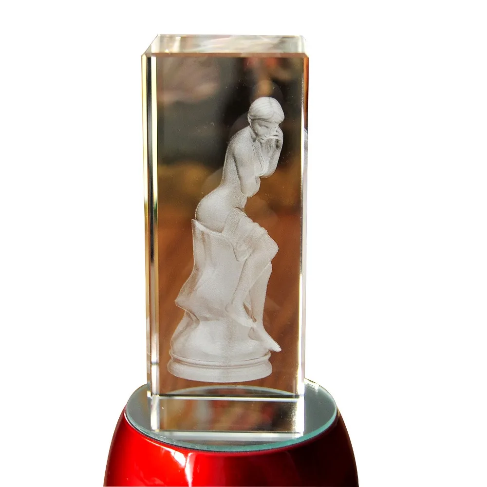 2020 Paperweight 3d Laser Etched Crystal Crafts Lady Art Figure