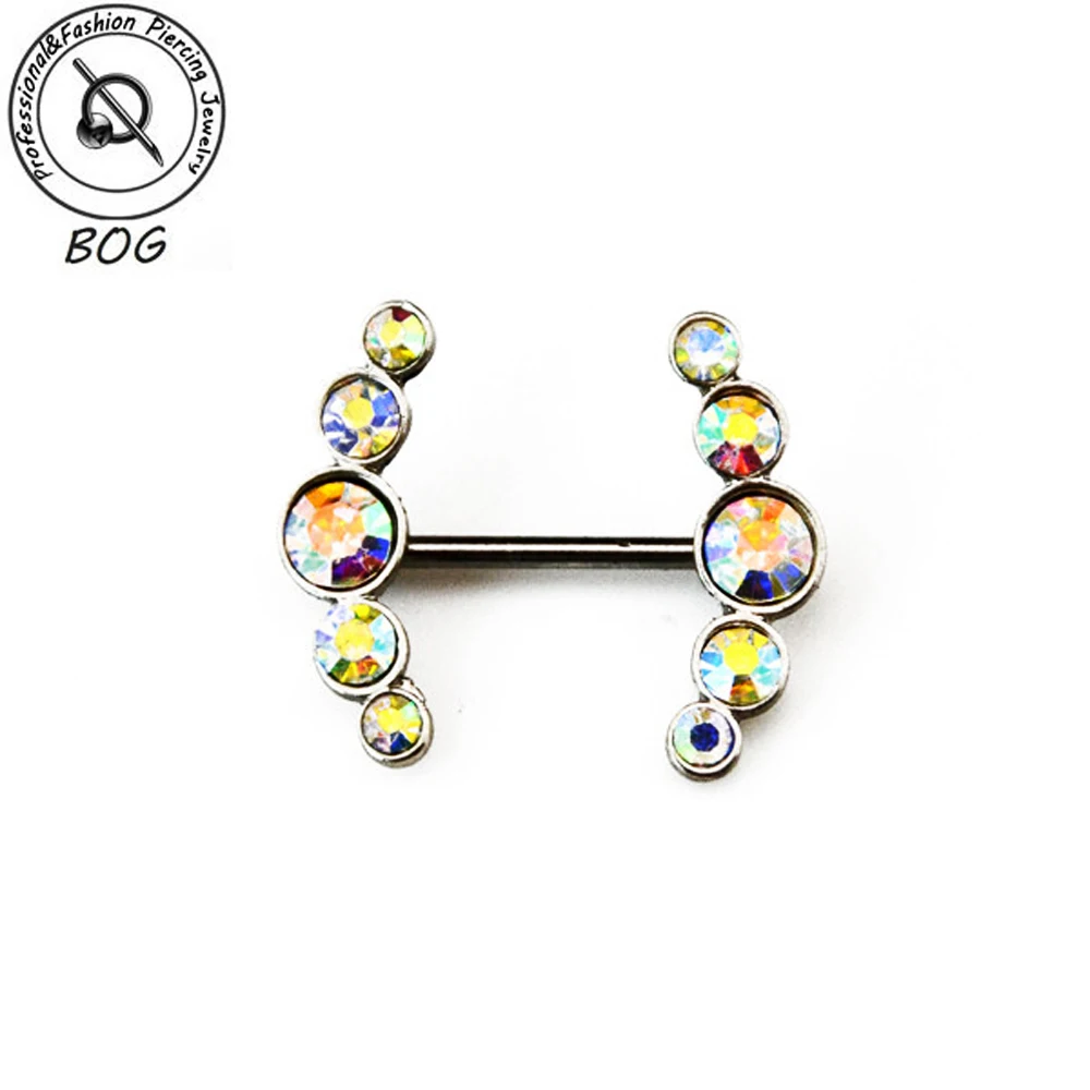 BOG Pair 14GSurgical стальные очаровательные CZ драгоценные камни AB Кристальные кольца