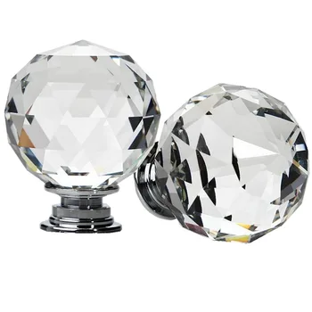 

4/6/8/10/12 Pcs 40MM Door Handles With Screws Glass Clear Diamond Cut Knobs For Kitchen Drawer Cabinet Home Decoration _WK