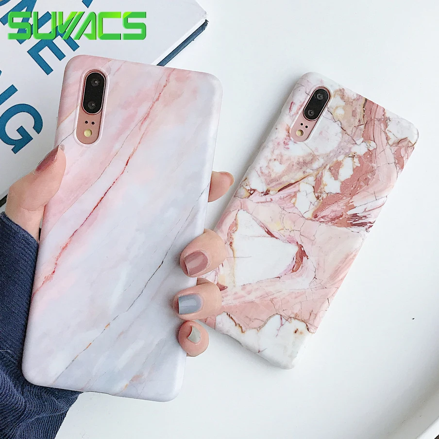 

SUYACS For Huawei P20 P20Pro Nova2S Nova3 Nova3I Nova3E Beautiful Marble Matte Fosted Soft IMD Graphic Phone Cases Shells Bag