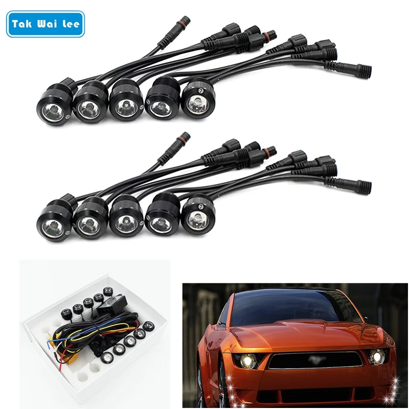 

Tak Wai Lee 10Pcs/Set Multi Function LED DRL Daytime Running Light Car Styling Turn Steering Eagle Eyes On/Off With Controller