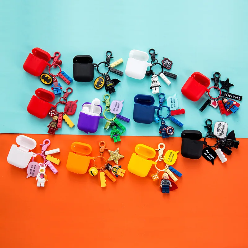 

Cute Captain America Iron Man Darth Vader Batman Doll Toys Keychain for Apple AirPods Wireless Bluetooth Earphone Silicone Case