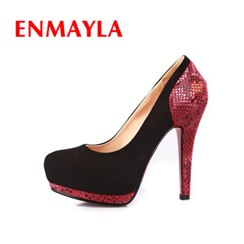 ENMAYLA Womens Pumps 2016 Sale Lady Wedge Brand Dress Summer Boots Stiletto Red Sole Evening ...