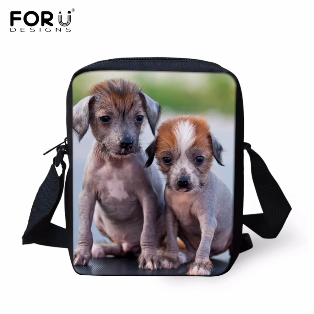 FORUDESIGNS Lovely 3D Chinese Crested Dog Puppy Print Satchels font b Kids b font Animal Design