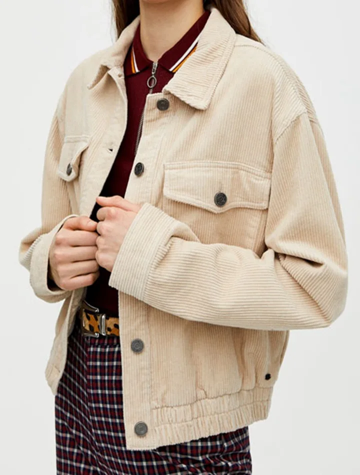 women casual corduroy jacket and coat streetwear