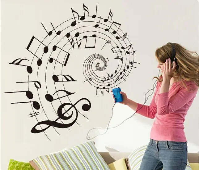 Настенная Наклейка с музыкальными нотами вращающаяся школьная фотонаклейка