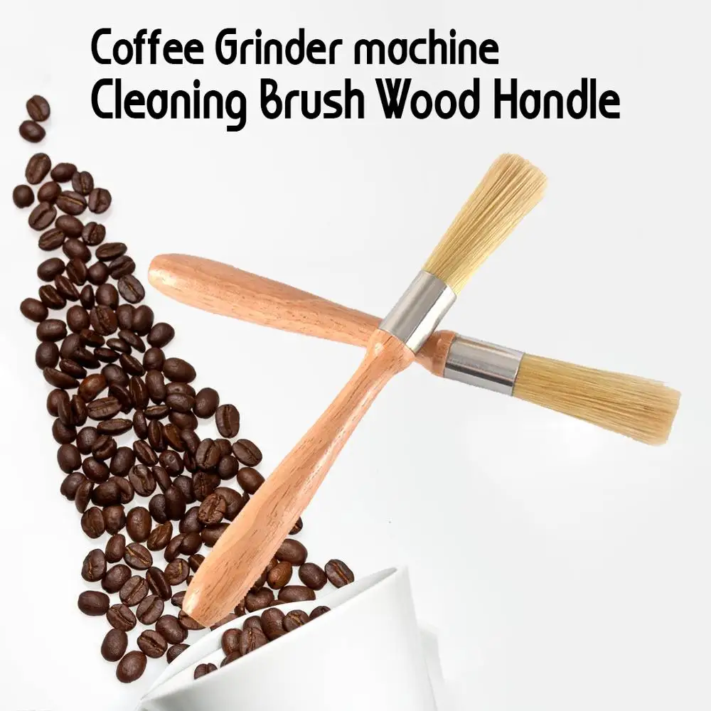 

1pc coffee brush Coffee Grinder machine Cleaning Brush Wood Handle Natural Bristles Wood Dusting Espresso brush