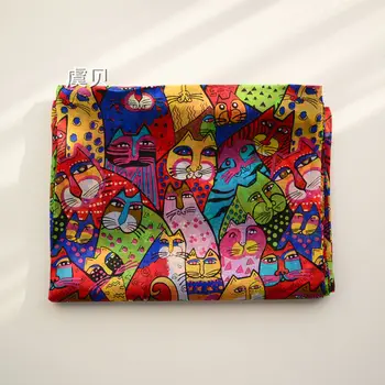 

Cartoon cat high quality 100% silk scarf natural real silk women long scarves shawl female hijab beach soft wrap gifts for girls