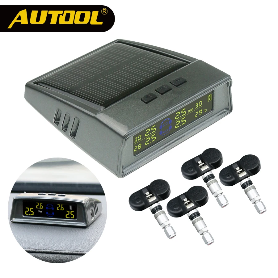 

AUTOOL Car TPMS Systems Tire Pressure Monitoring System Auto Wireless Alarm Tool Tyre Pressure Sensor Digital LCD Display Sensor