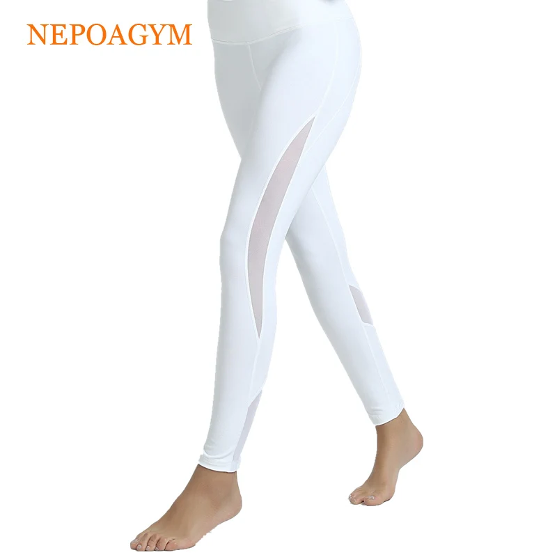 Nepoagym Women Mesh Panel Yoga Pants Squat Proof Yoga Leggings with