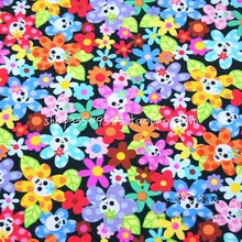 105x100 см красочные цветы и черепами черный хлопок Ткань для Одежда для маленьких девочек hometextile Чехлы для подушек Постельное белье diy-afck608