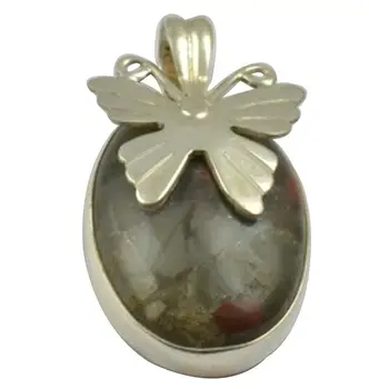 

Lovegem Nature Bloodstone Pendant 925 Sterling Silver, 36 mm, MHBAP4928