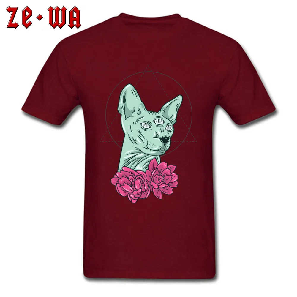  Casual Tops Shirt Graphic Short Sleeve Men T-shirts TpicOriginaltitle 3D Printed Lovers Day T-shirts Round Neck All Seeing Kitty maroon