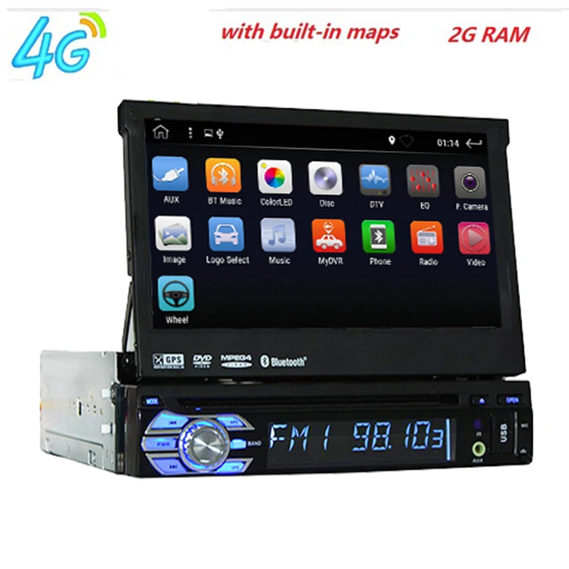 Perfect Android 7.1 HD 1024*600 Car DVD Player Radio For Universal Car Radio Monitor 4G WIFI GPS Navigation Head Unit 1din 2G RAM RDS BT 0