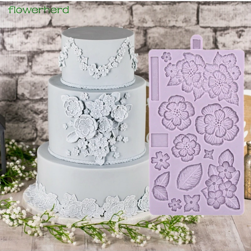 

Brush Embroider Mould Cake Decorating Tools Fondant Cake Mold Silicone Mold for Sugarpaste Flower Paste Marzipan Modelling Paste