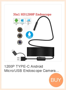 Беспроводной Эндоскоп, HD 1200P Wifi USB бороскоп IP68 Водонепроницаемая Инспекционная камера с полужестким гибким кабелем для смартфона