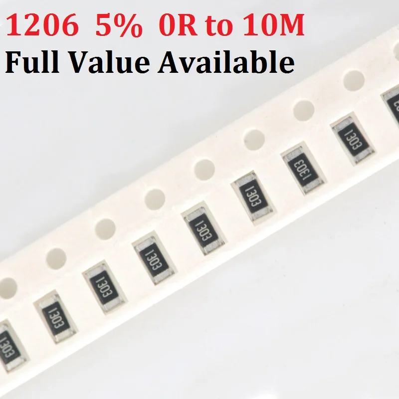 200 шт. 1206 10K ohm 5% 0R ~ 10M 0 8 W 10R 100R 220R 330R 470 1K 2 K 100K 1R 5/6/7/8/9 R/K SMD набор чип резисторов|metal film