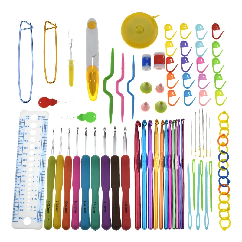 

KOKNIT 1 set multi-color hand Sewing Needles 9 pcs Aluminium Crochet Hooks + 12 pcs Stainless steel Knitting Needles with a bag