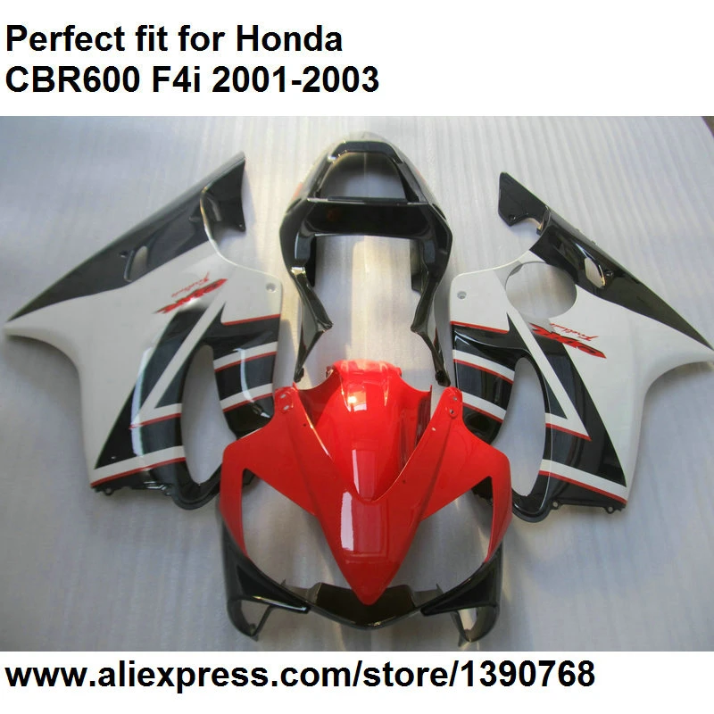 ABS plastic fairings for Honda CBR 600 F4i 01 02 03 white black 