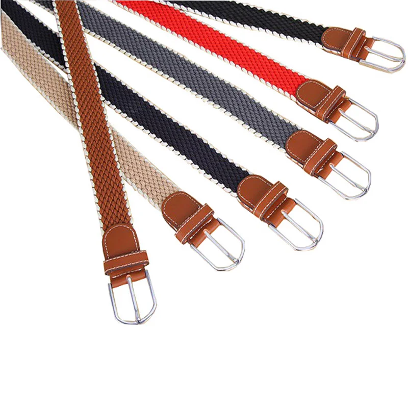 AEbone Woven Belts Men Knitted Canvas Stretch Braided Elastic Belt Women Pin Buckle Military Belt Waistband For Men YB037