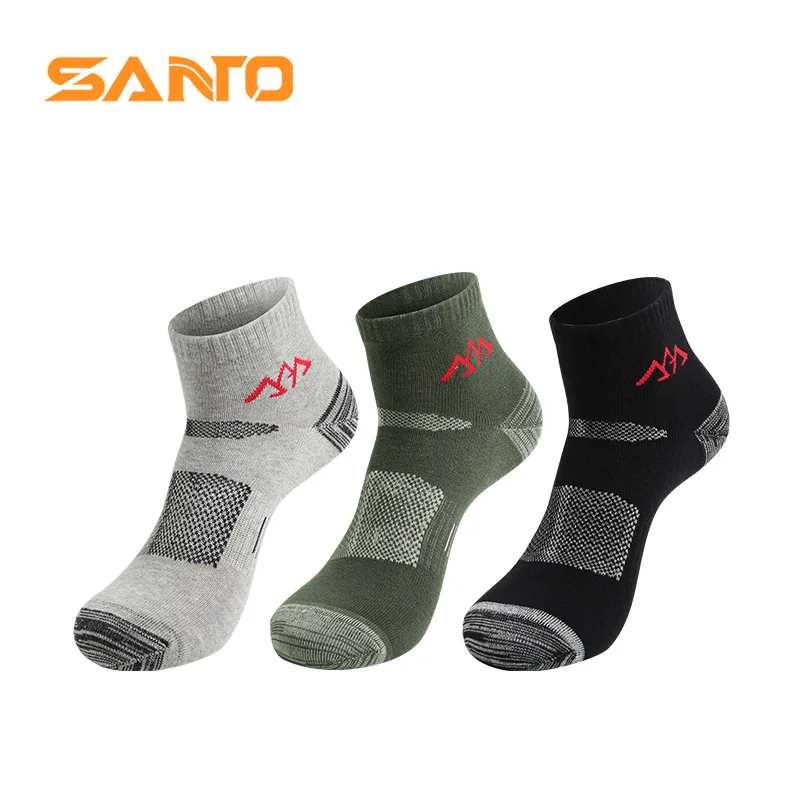 

3 pairs/lot SANTO Brand Men's Thin bike bicycle Cycling running short sport cotton Socks,coolmax male boys summer socks S002