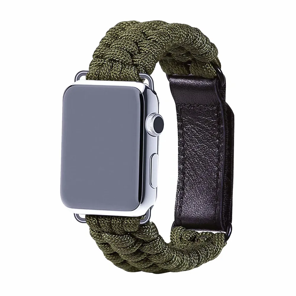 Новое поступление нейлоновый зонтик веревка ремешок для Apple Watch Band 42/38/44/40 мм тканый спортивный браслет серии 5 4 3 2 1 ремень