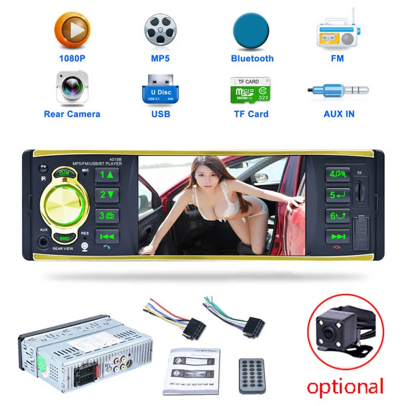 

Mirror Link 1 Din Car Radio 4.1 inch HD Bluetooth MP3 Player Autoradio USB AUX FM Camera Auto Audio Stereo Support 13 language