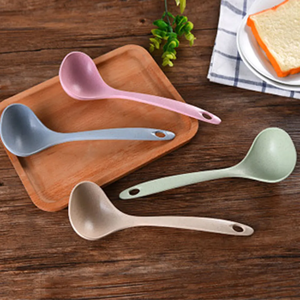 2 in 1 Soup Spoon with Filter Multifunctional Long Handle Spoons Wheat
