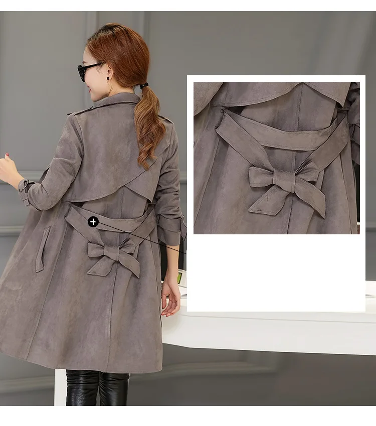 Элегантная осенняя и зимняя одежда оленья Флокированная темперамент женский высококлассный модный Тренч пальто OK55