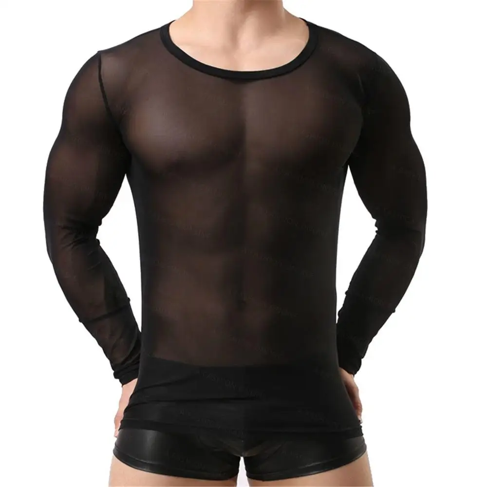 Унисекс! марлевые прозрачные черные и белые футболки, майки, прозрачные рубашки с длинными рукавами, сексуальные женские и мужские сетчатые сексуальные пижамы